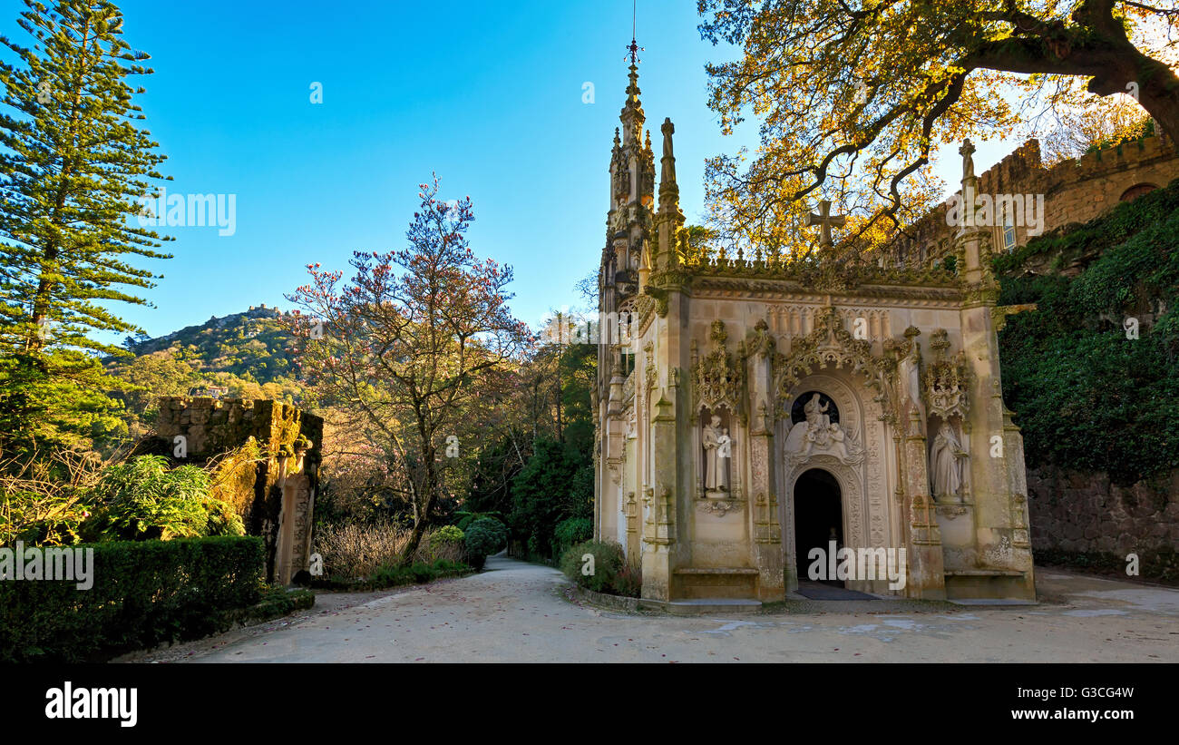 Sintra, Portugal - 16. Januar 2016. Kapelle der Quinta da Regaleira. UNESCO-Welterbe UNESCO Stockfoto