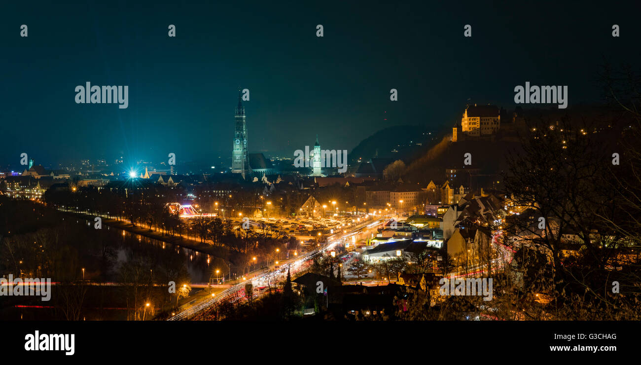 Landshut am Abend, Deutschland, Bayern, Niederbayern, Stockfoto