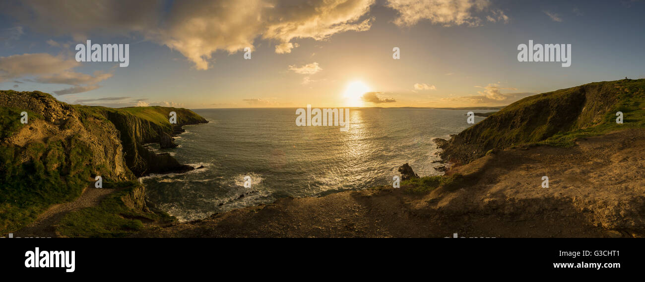 Sonnenuntergang, Irland, Kinsale, Old Head of Kinsale Stockfoto