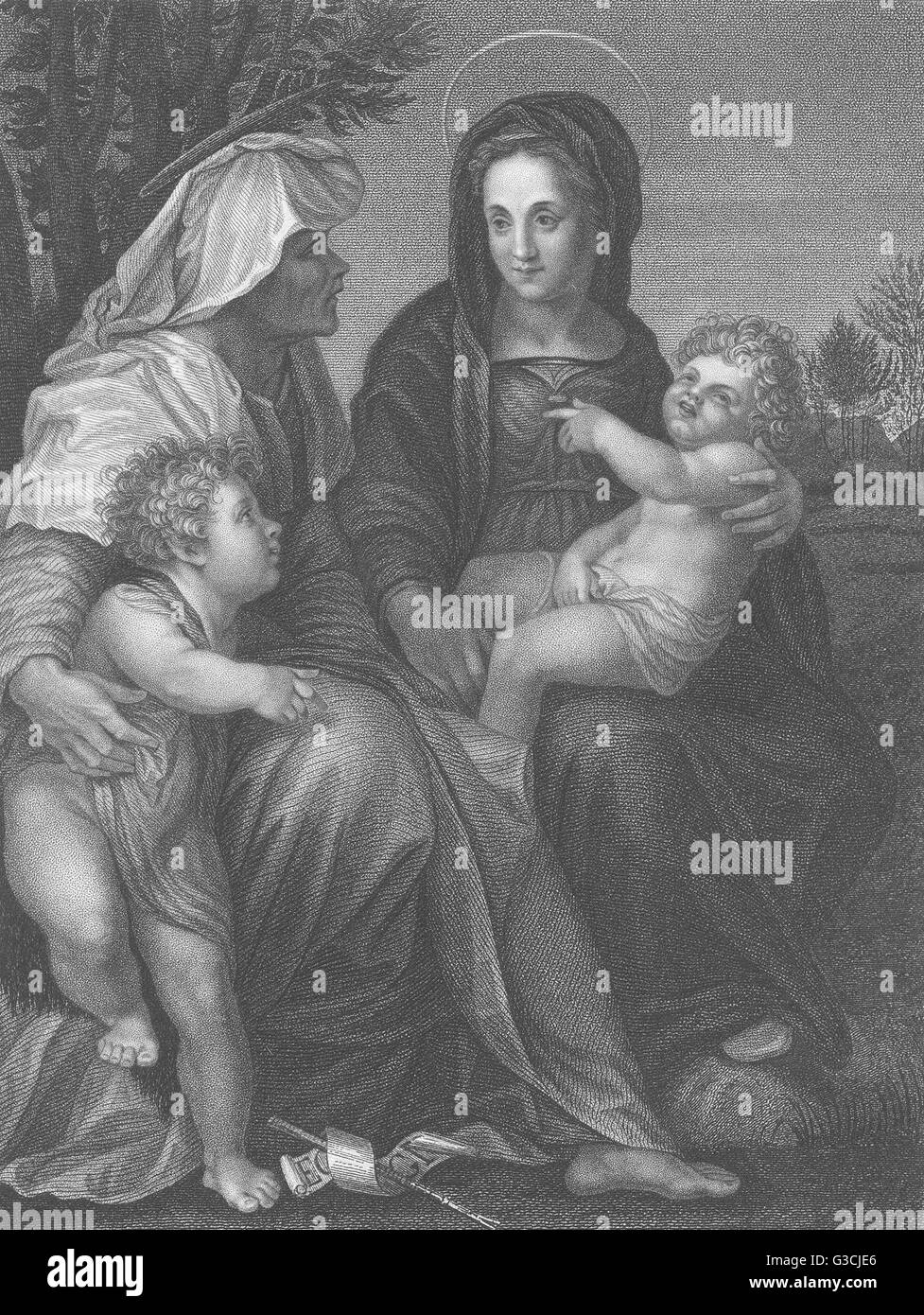 DIE MADONNA und Kind: Drucken Sie mit Elizabeth und St John Andrea Del Sarto, 1835 Stockfoto