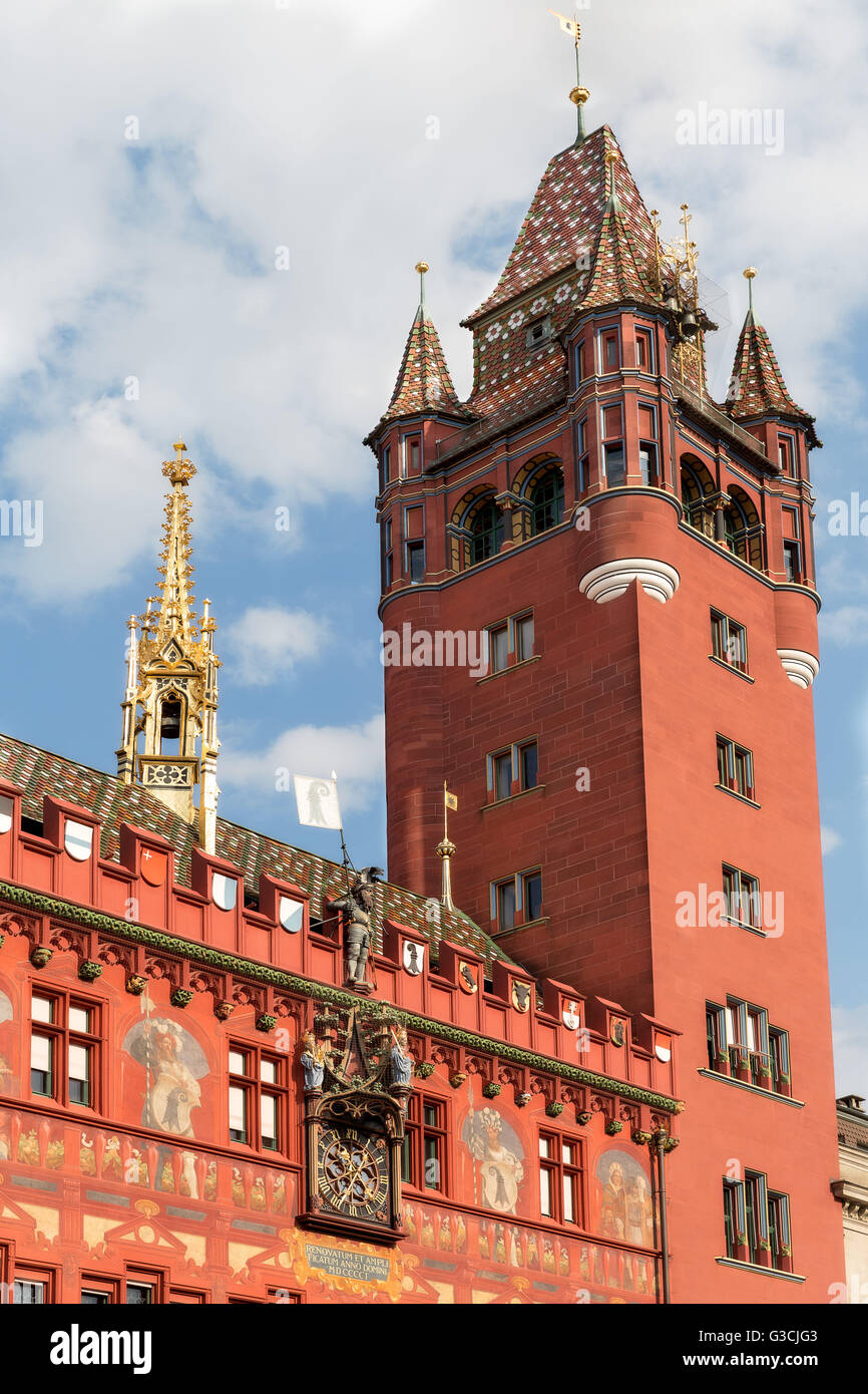 Schweiz, Basel-Stadt, Rathaus-Fassade, detail Stockfoto