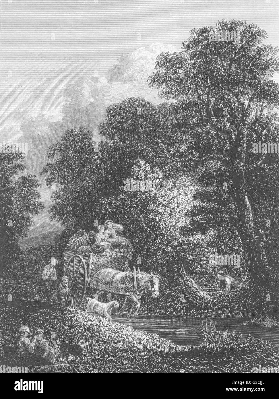 DER Markt Wagen: Gainsborough, antique print 1835 Stockfoto