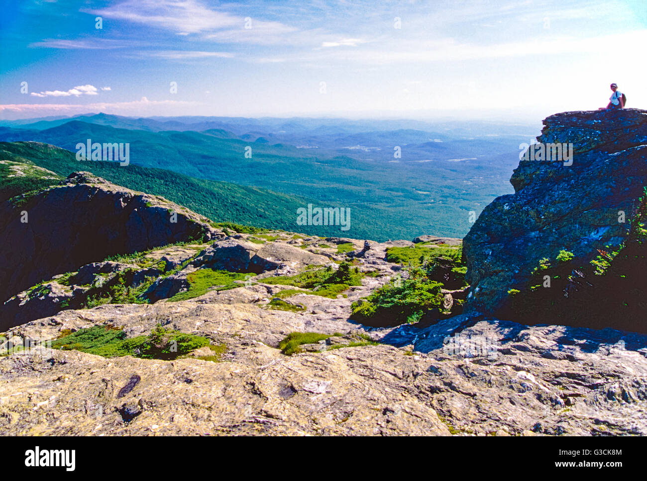 Wanderer auf Mount Mansfield (4393') in den grünen Bergen, Stowe, Vermont, USA Stockfoto