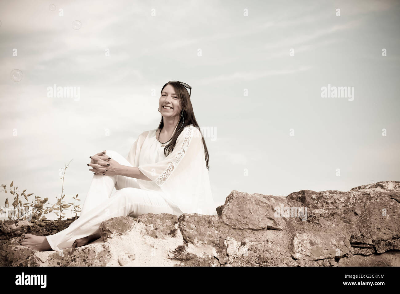 Mid-Adult Woman, Sommer, Natur Stockfoto