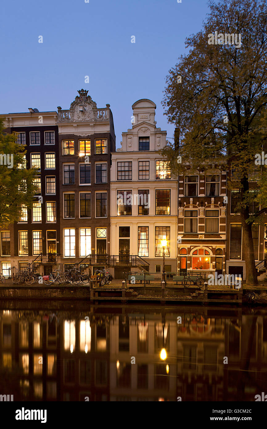 Amsterdam, Häuser an den Grachten Stockfoto