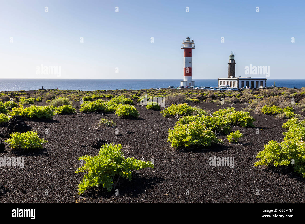 alten und neuen Leuchtturm am Punta de Fuencaliente, Südküste, La Palma, Kanarische Inseln, Spanien, Europa Stockfoto