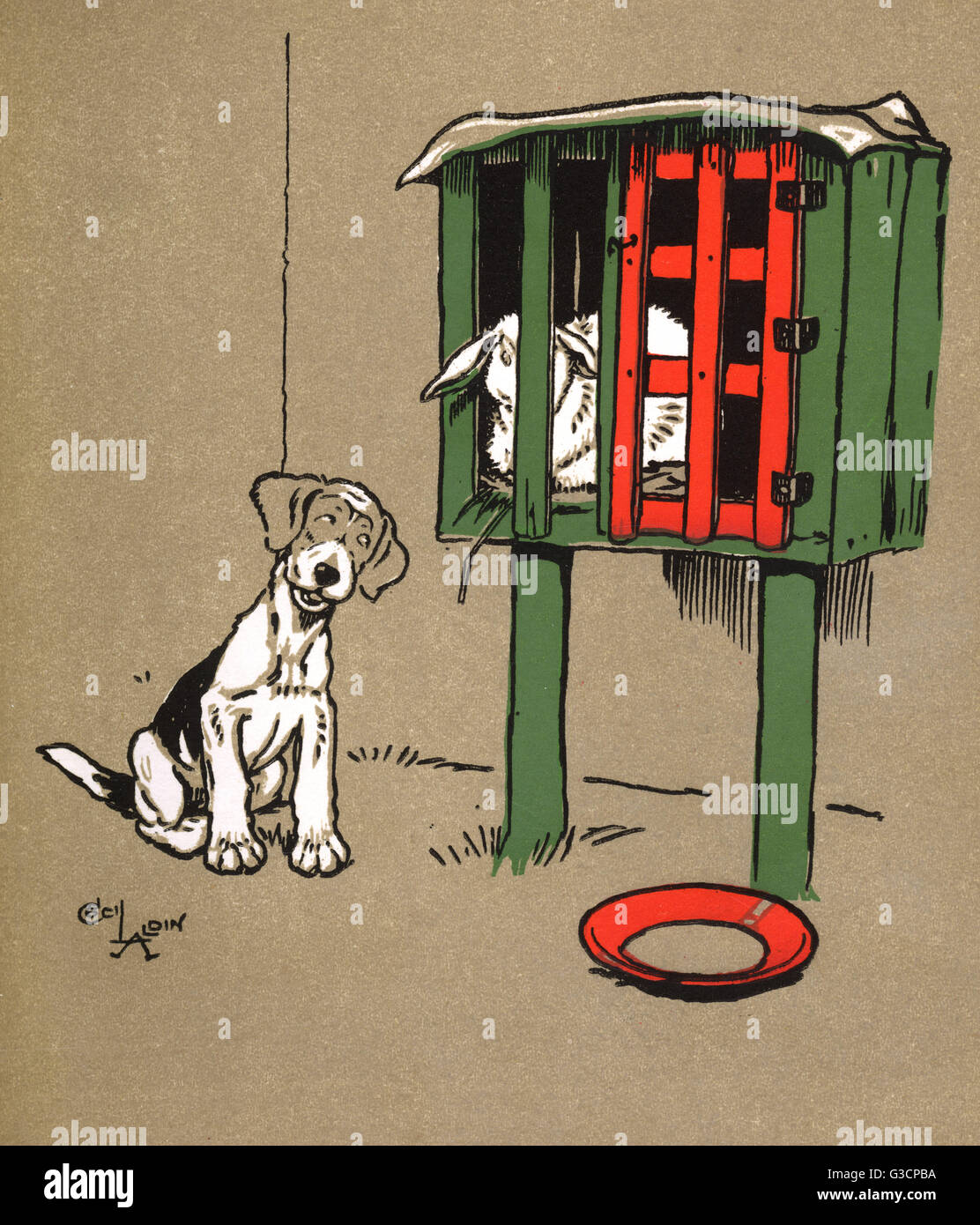 Illustration von Cecil Aldin, Hundeschwanz Stockfoto