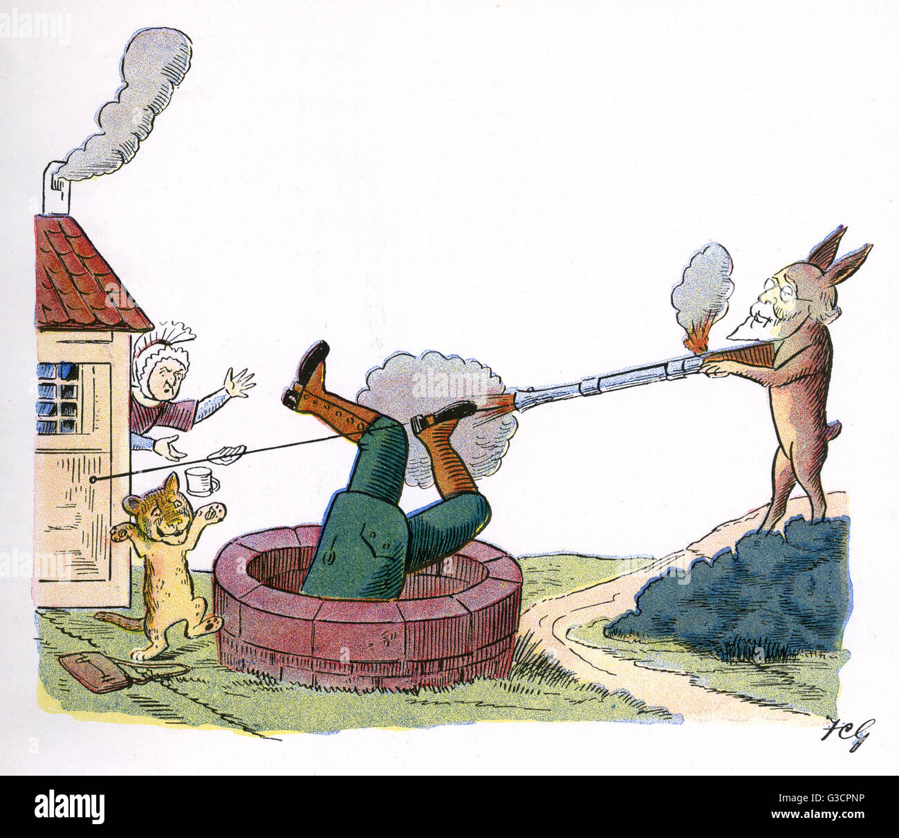 Sir John Eldon Gorst schickt 8. Herzog von Devonshire in den Brunnen Stockfoto