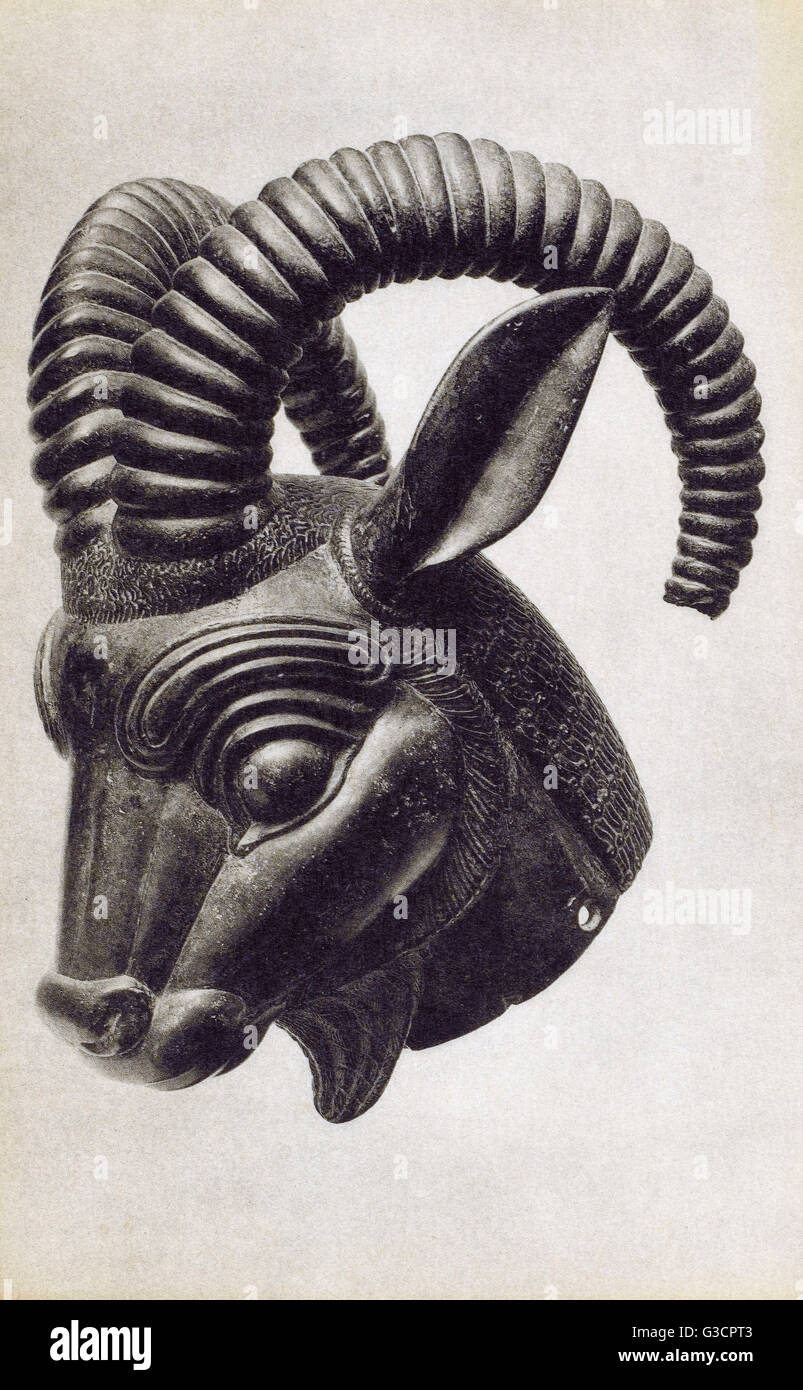 Bronze Ibex Head - Achämenid, Persien 6..-5.. Jahrhundert v. Chr Stockfoto