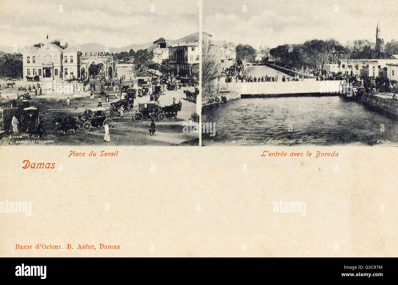 Damaskus, Syrien - Place du Serail und Barada River Stockfoto