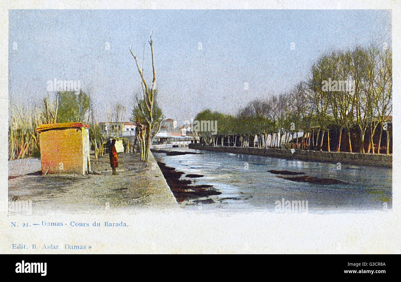 Die Ufer des Flusses Barada - Damaskus, Syrien Stockfoto