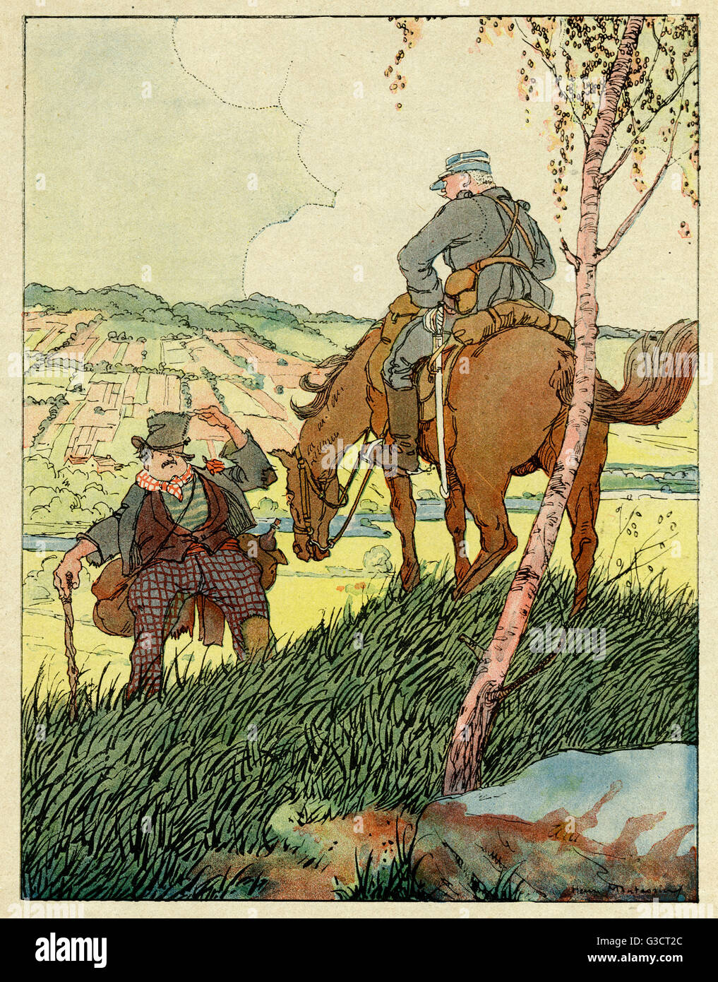 Cartoon, die Papierkrise, WW1 Stockfoto