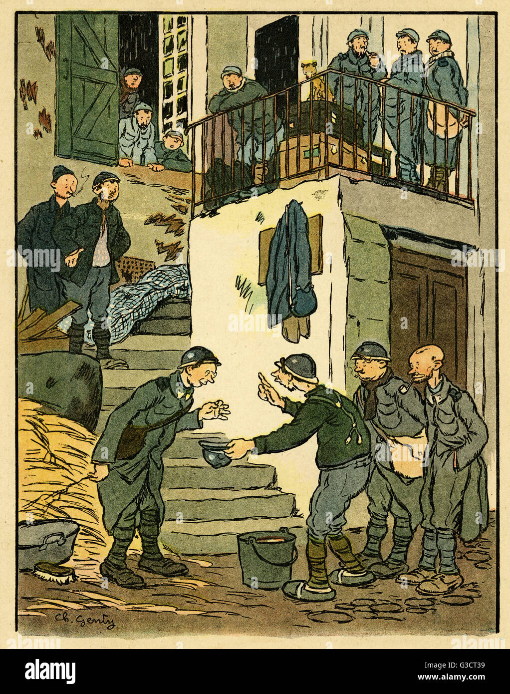 Cartoon, Ein sensibler Mann, WW1 Stockfoto