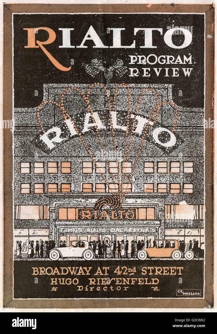 Abdeckung für die Rialto Theatre, Broadway an der 42nd Street, New York, USA, Direktor Hugo Riesenfeld, Februar 1922-Programm.  Auf dem Programm standen die Ouvertüre zu Verdis sizilianische Vesper, ein Pierrot Tanz von Marjorie Peterson, ein Paramount-Bild mit dem Titel L Stockfoto