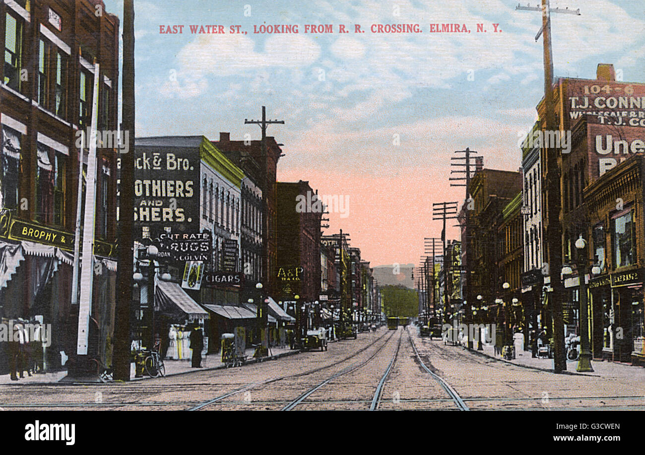 East Water Street, Elmira, Bundesstaat New York, USA Stockfoto