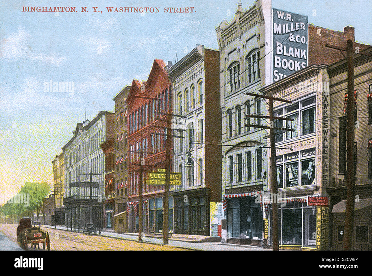 Washington Street, Binghamton, New York State, USA, an einem ruhigen Tag.      Datum: um 1910 Stockfoto