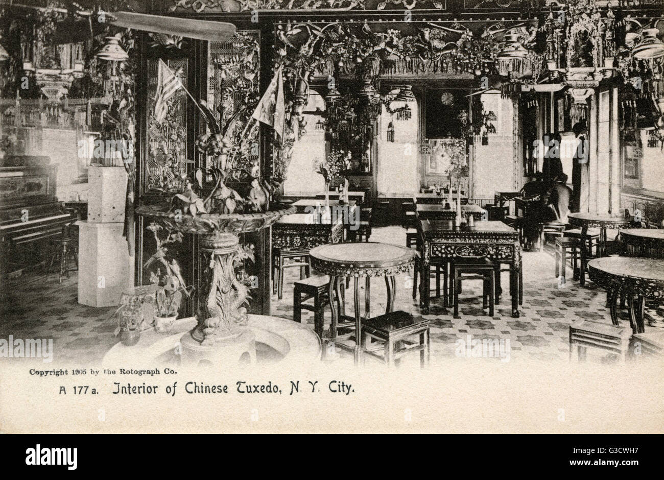 Interieur, Smoking Chinarestaurant, Mott Street, New York City, USA.      Datum: 1905 Stockfoto