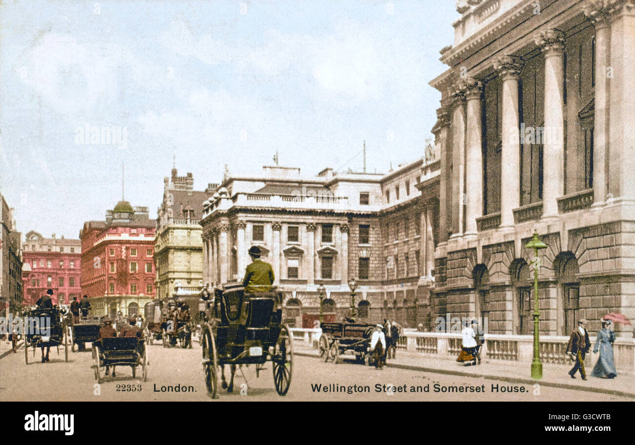 Wellington Street und Somerset House, London Stockfoto