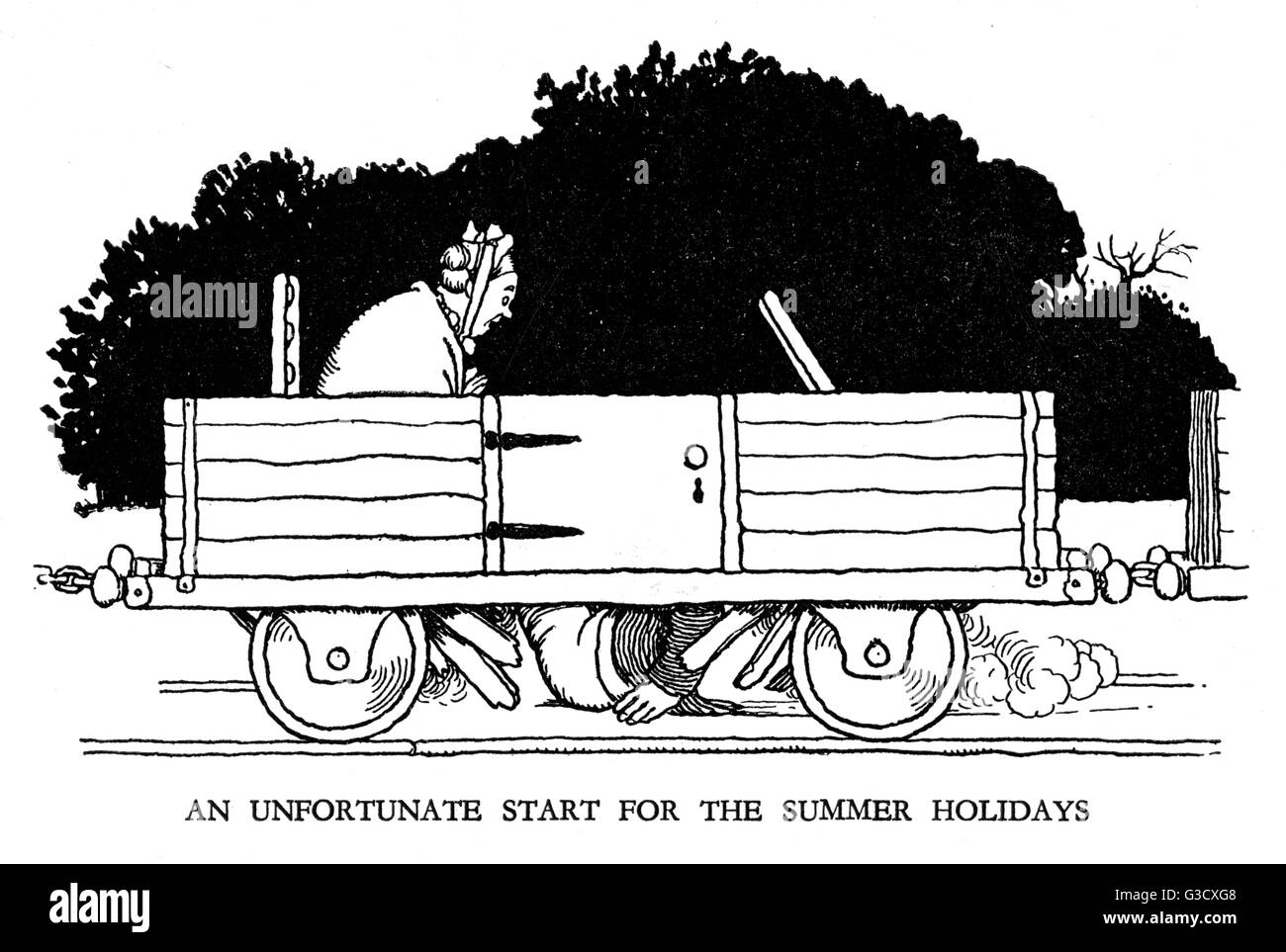 Vignette Illustration, Eisenbahn Ribaldry von W Heath Robinson Stockfoto