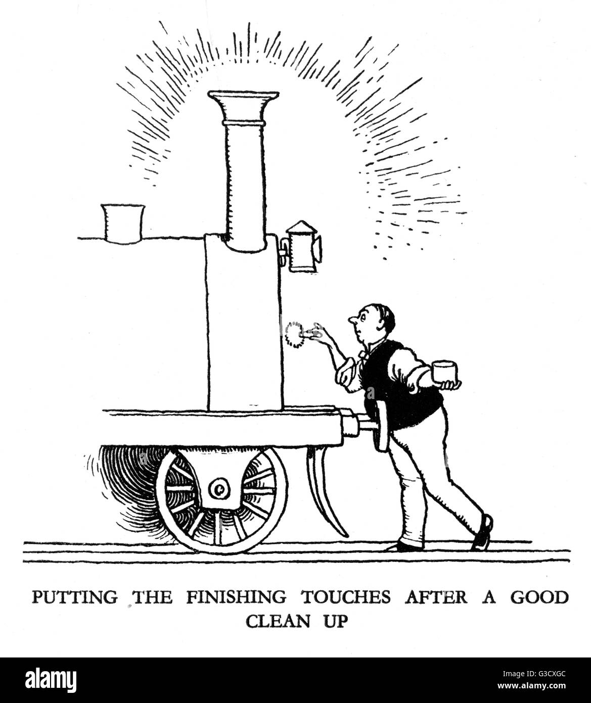 Vignette Illustration, Eisenbahn Ribaldry von W Heath Robinson Stockfoto