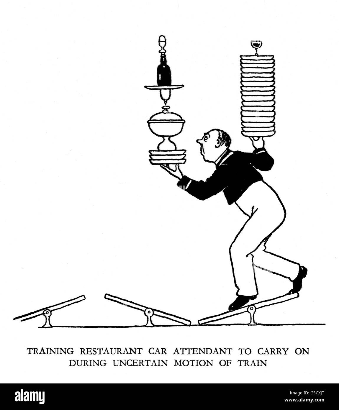 Vignette Illustration, Eisenbahn Ribaldry von W Heath Robinson Stockfoto