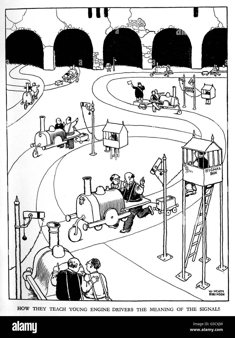 Illustration, Eisenbahn Ribaldry von W Heath Robinson Stockfoto