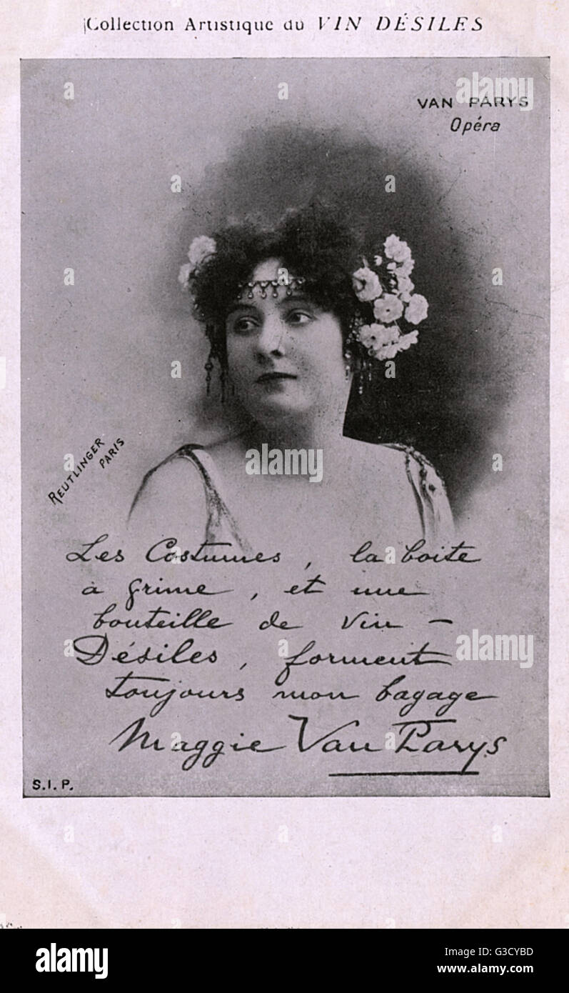 Französischer Opernstar - Margaret ('Maggie') Van Parys Stockfoto