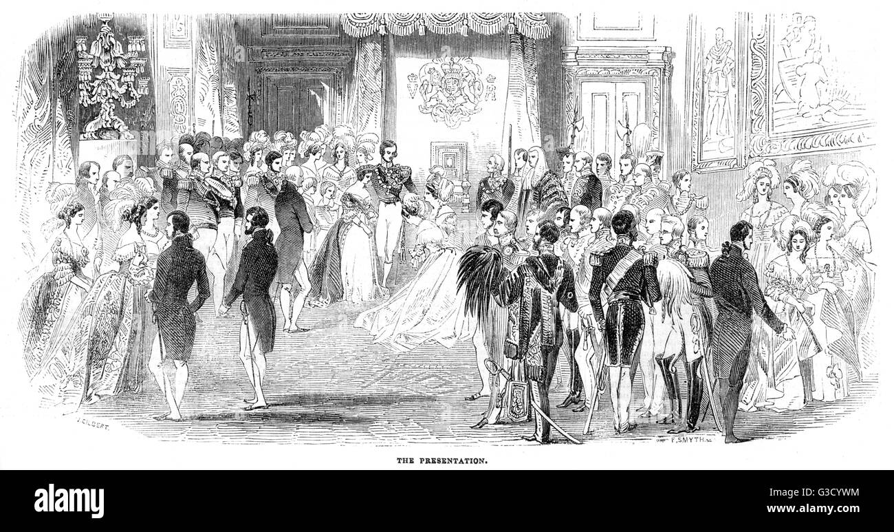 London Season Präsentation im St. James Palace 1843 Stockfoto