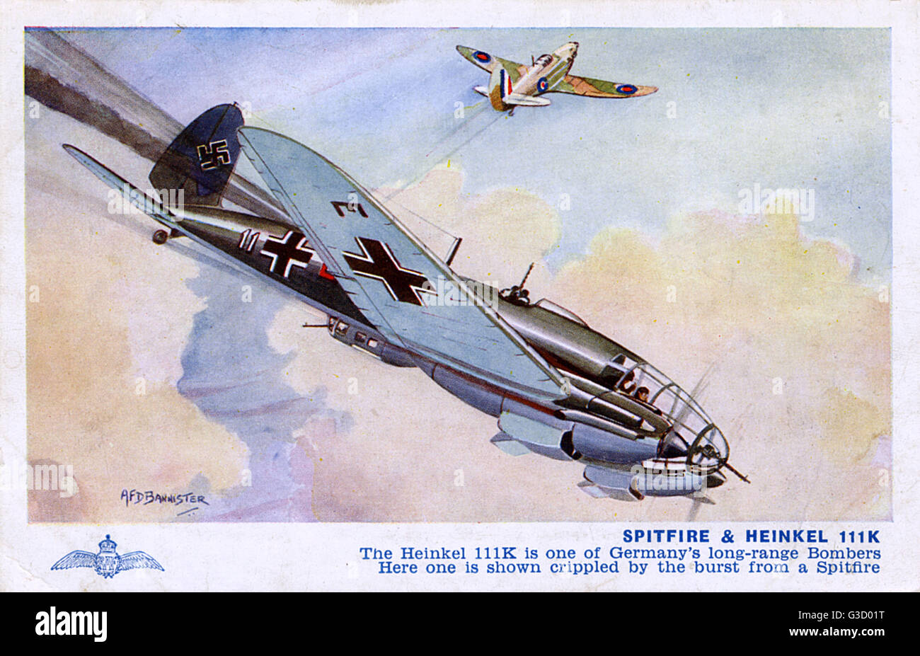 WW2 Flugzeuge - A Spitfire und Heinkel 111K Stockfoto