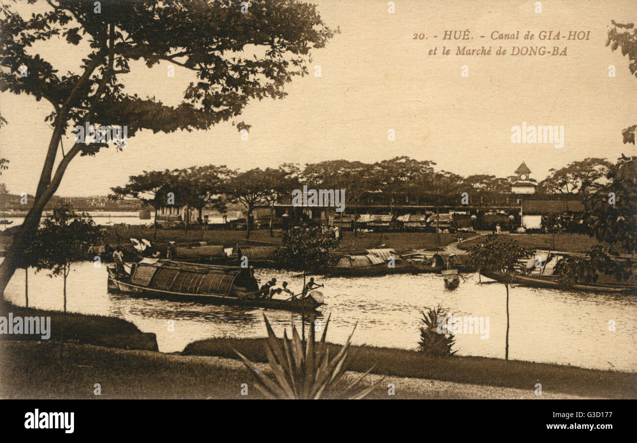 Gia-Hoi-Kanal, Hue, Annam, Französisch-Indochina (Vietnam) Stockfoto