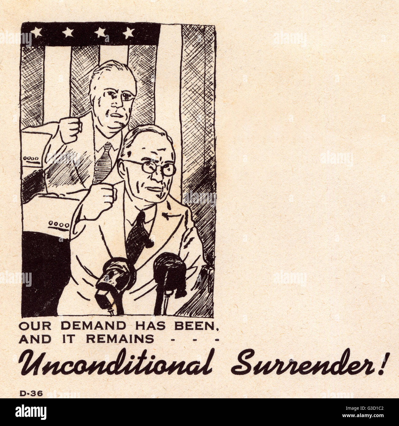 WW2 Uhr - Propaganda am ersten Tag - Truman und Geist von FDR Stockfoto