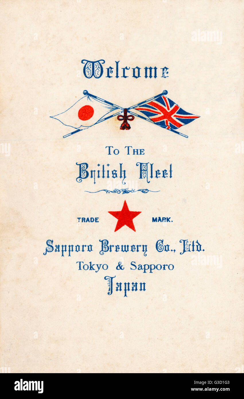 Willkommen bei der britischen Flotte von der Sapporo Brewery Company Stockfoto