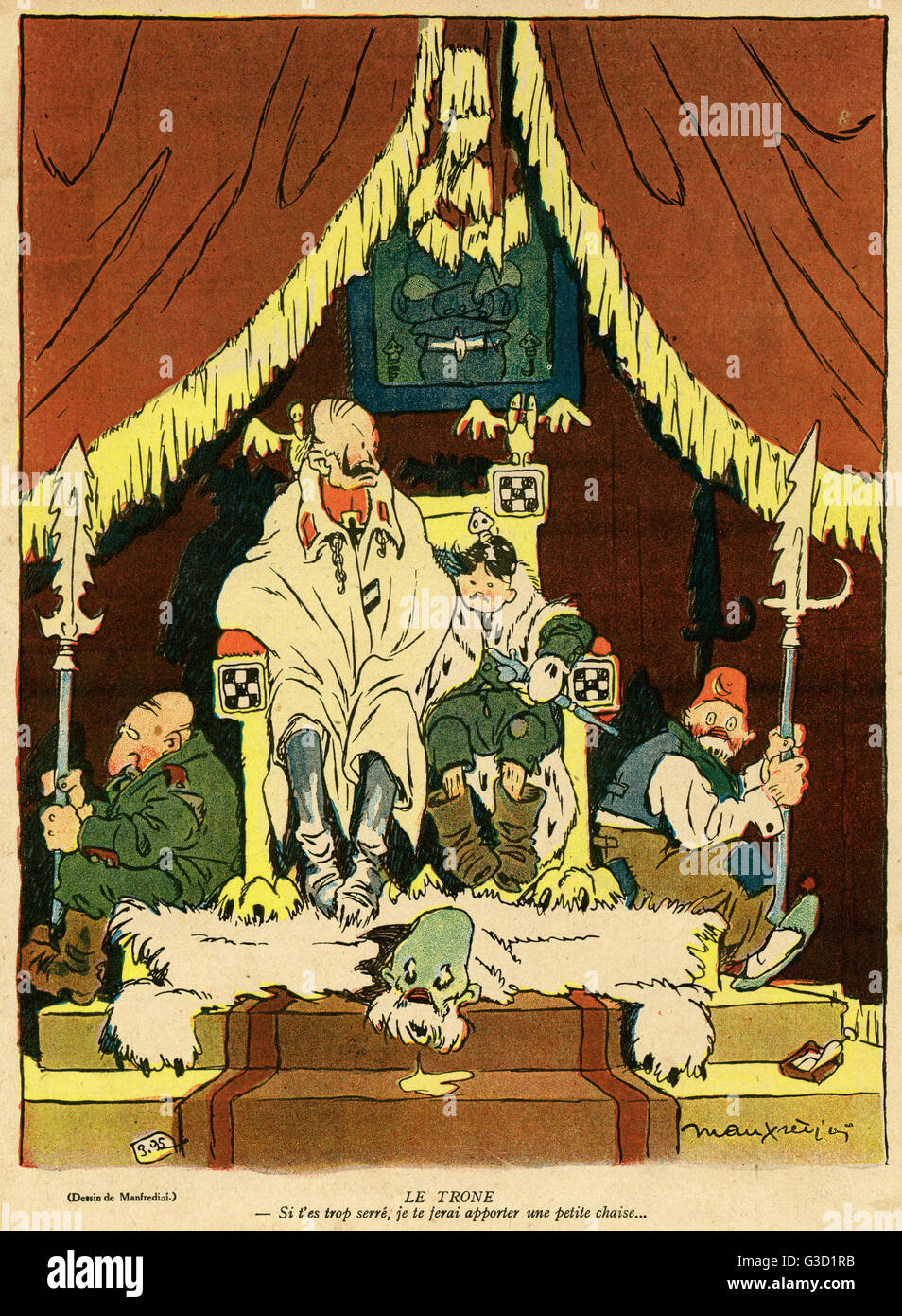 Cartoon, der Thron, WW1 Stockfoto