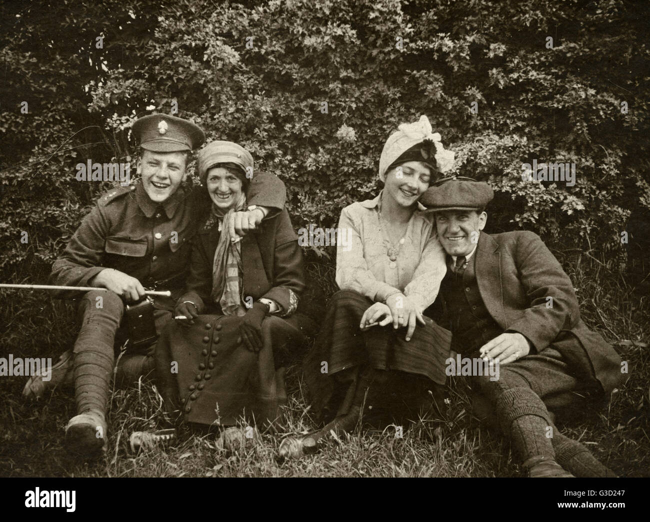 WW1 - Bruder, Schwester und Partner vor Kriegsausbruch Stockfoto