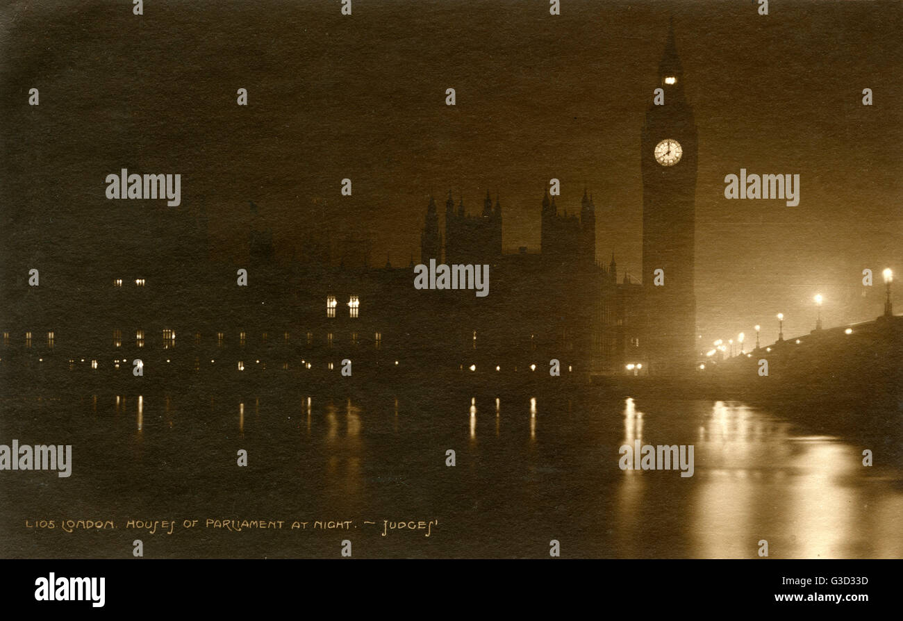 London - Parlamentsgebäude im Mondschein Stockfoto