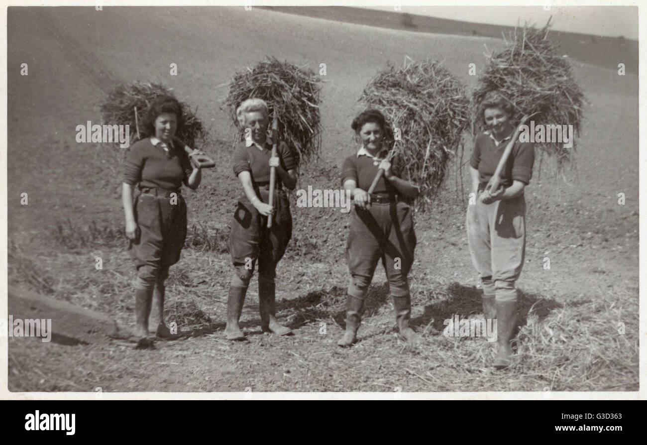 WW2 - British Land Girls bei der Arbeit Stockfoto
