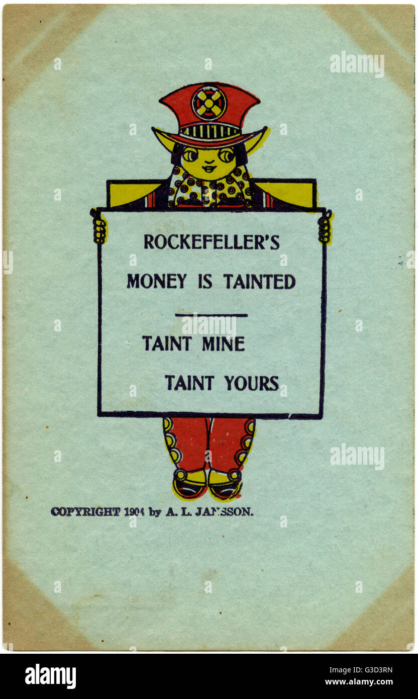 Rockefeller - humorvolle Postkarte über sein Vermögen Stockfoto