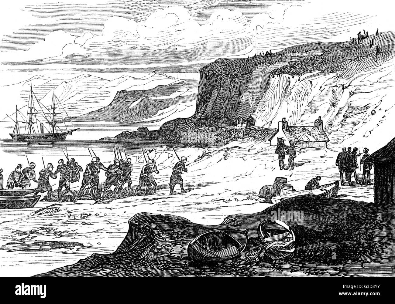 Marines Landing in Uig, Isle of Skye 1884 Stockfoto