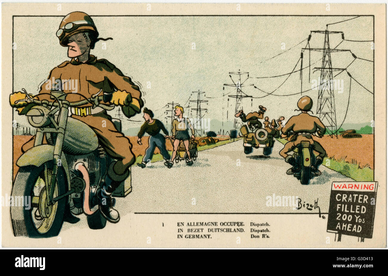 Besetztes Deutschland – Amerikanische Dispatch Riders Stockfoto