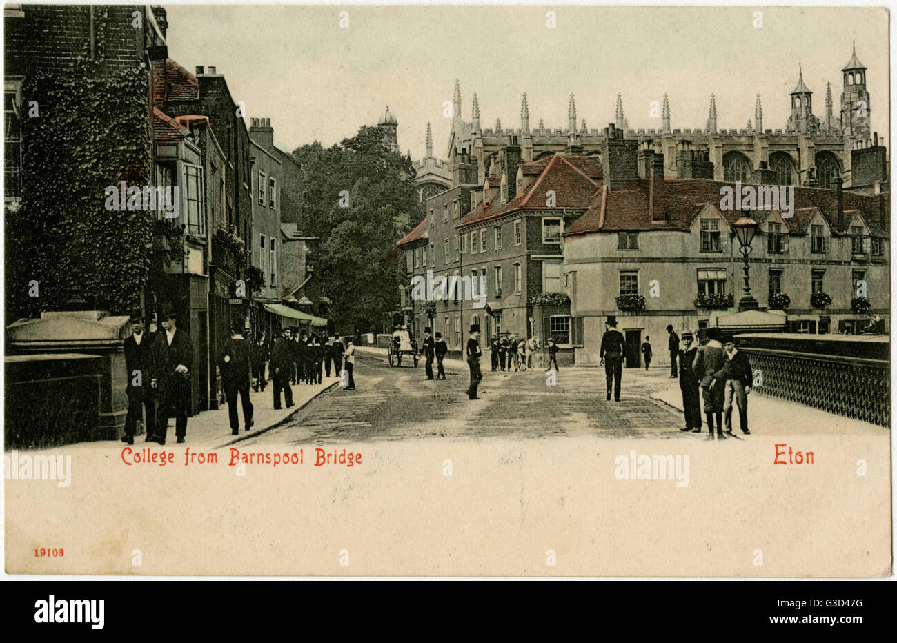 Eton College von der Barnspool Bridge Stockfoto