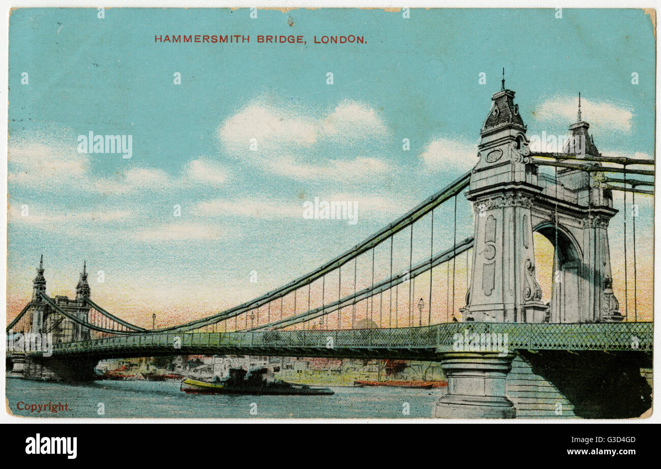 Hammersmith Bridge über die Themse, West London Stockfoto