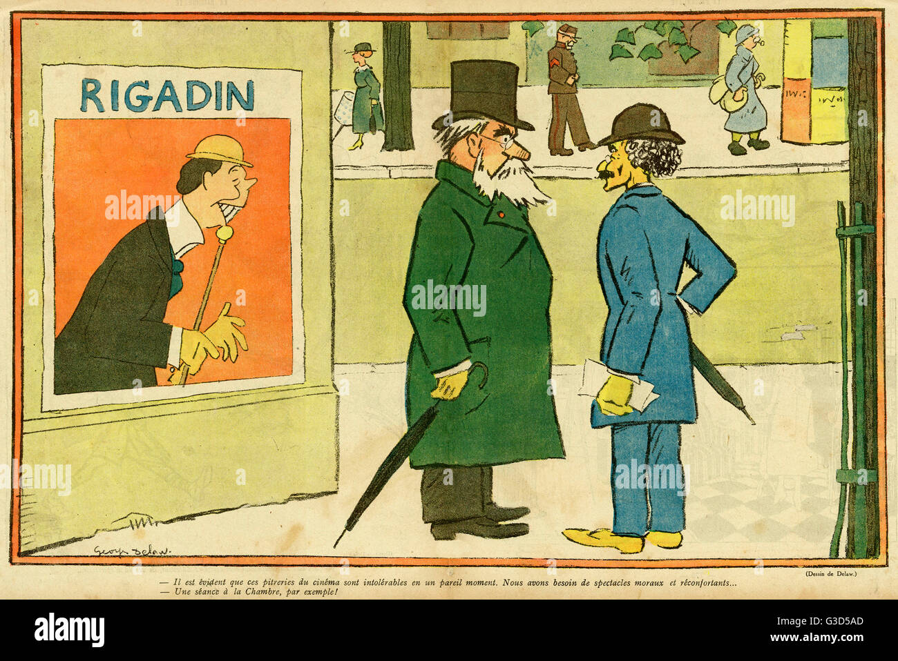 Cartoon, Rigadin-Film, WW1 Stockfoto