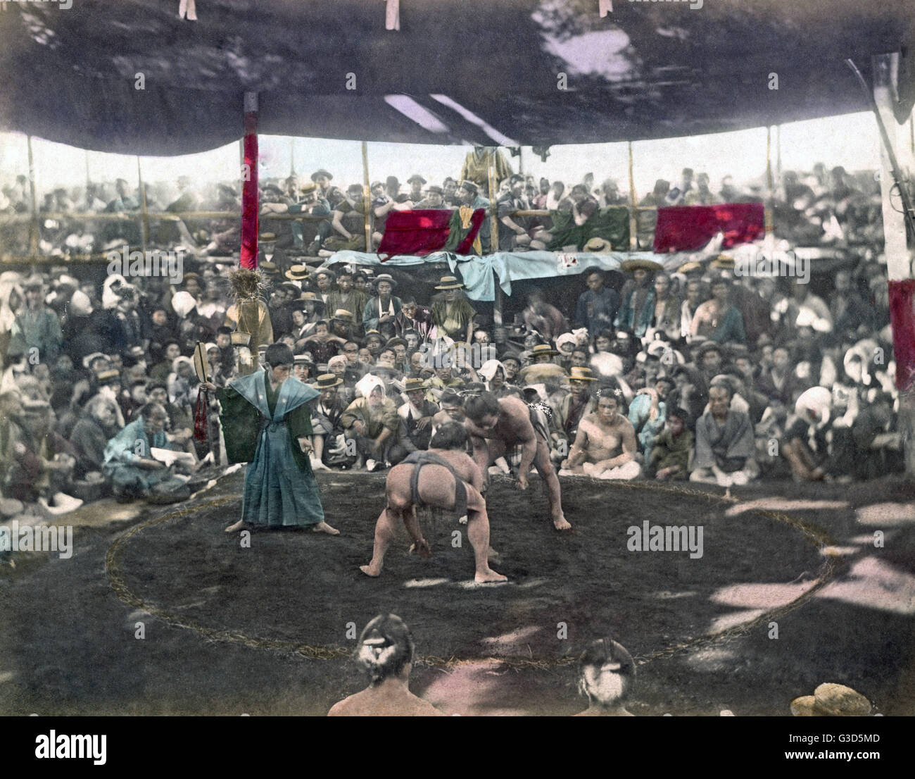 Sumo Ringkampf, Japan, ca. 1880 s.     Datum: ca. 1880 s Stockfoto