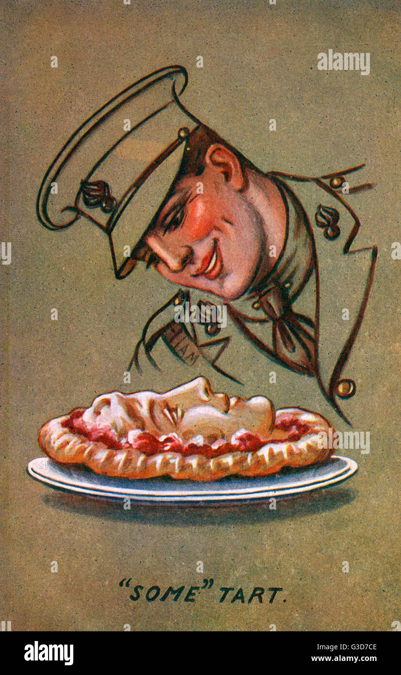 "Some" Tart - WW1 humorvolle Postkarte Stockfoto