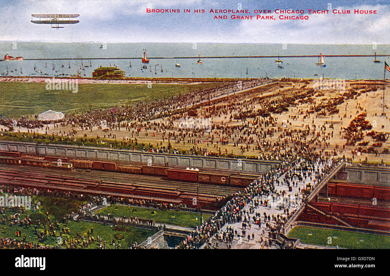 Chicago, Illinois - Yachtclub, Grant Park, Biplane Flight Stockfoto