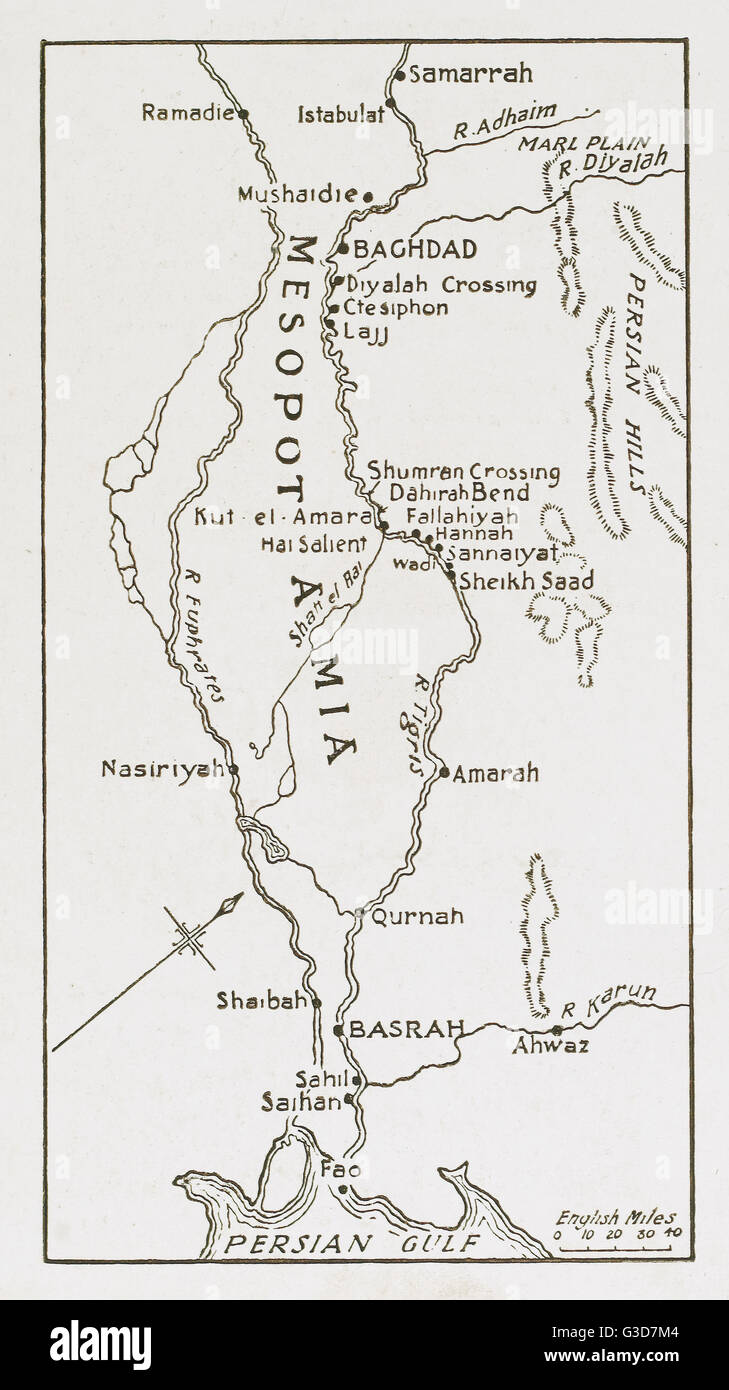 WWI - Karte der Mesopotamian Kampagne des MEF (mesopotamischen Expeditionary Force) auf der Rückseite der Kräfte-Grußkarte - Weihnachten 1917 vorgestellt.     Datum: 1917 Stockfoto