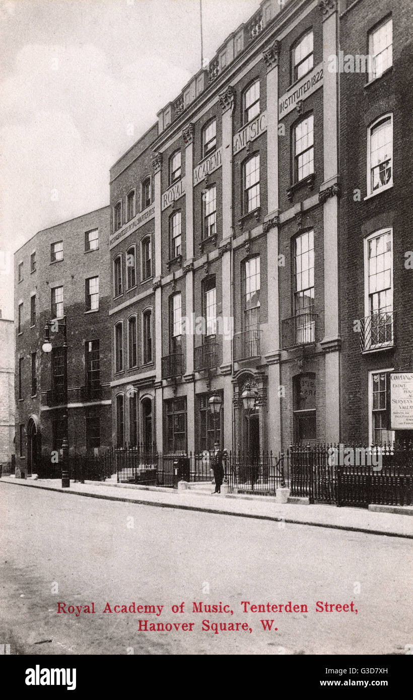 Die Royal Academy of Music, Tenterden Street, London of Hanover Square. Zwischen 1822 und 1911 besetzt.     Datum: circa 1905 Stockfoto