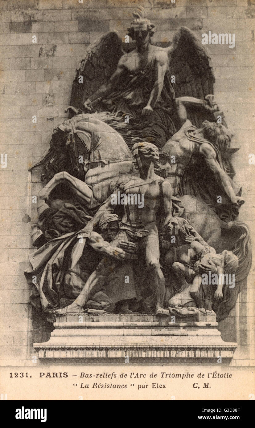 Bas Relief " der Widerstand" auf dem Arc de Triomphe, Paris Stockfoto