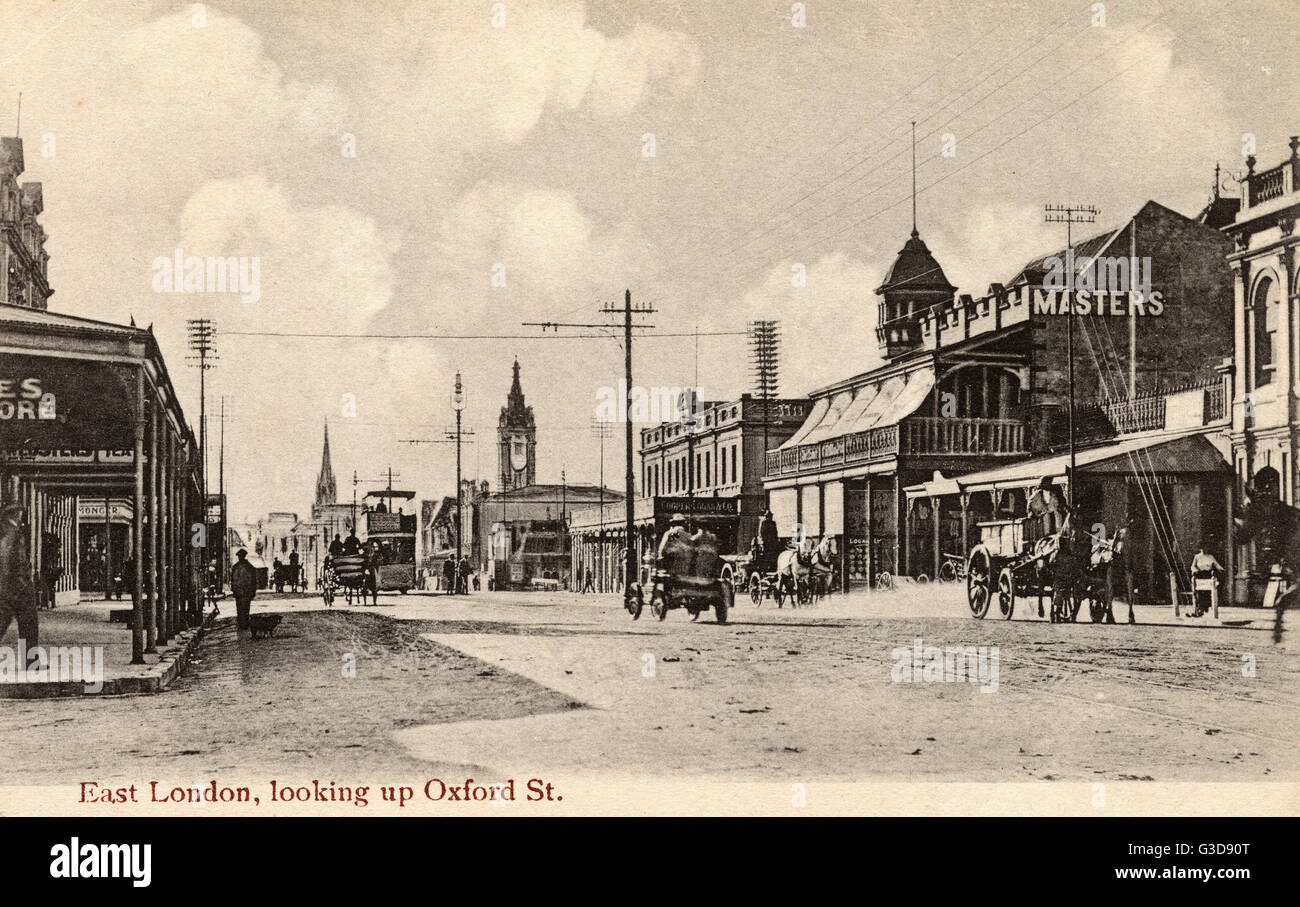 Zeigen Sie an, Oxford Street, East London, Eastern Cape, Kapprovinz, Südafrika.      Datum: ca. 1908 Stockfoto