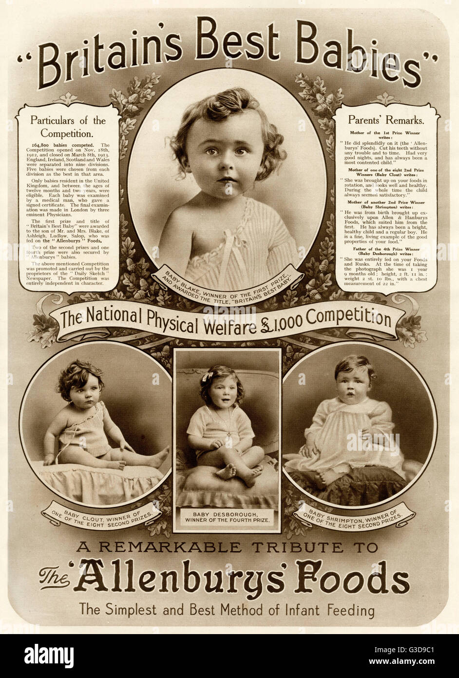 Britanniens bester Babies-Wettbewerb 1914 Stockfoto